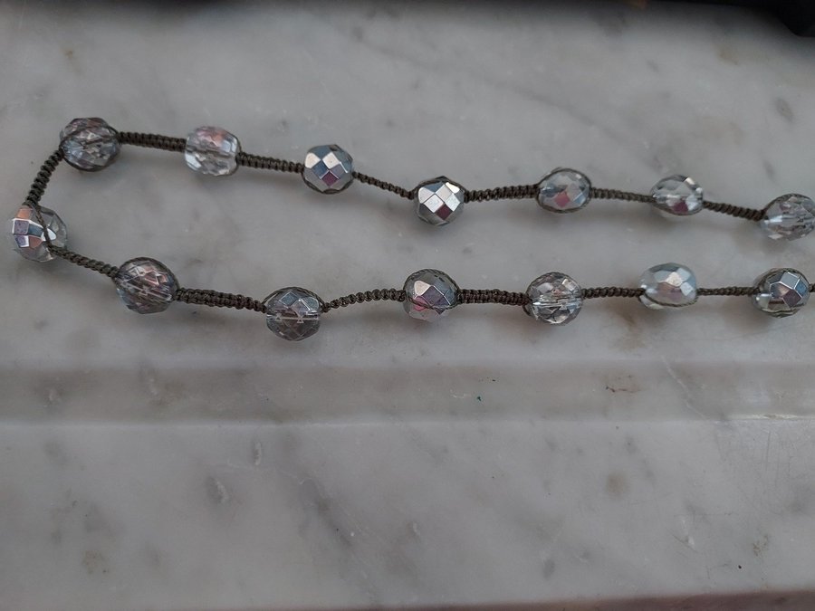 Halsband DAY Silvriga Pärlor i Glas Längd ca 1545 cm