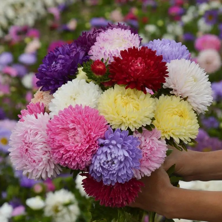 Aster/Pionaster Mix  ettårig höjd 50-80 cm blomtid juli-september 50 frön