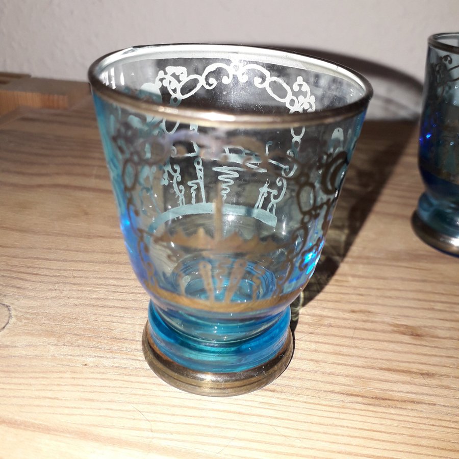 Glas snapsglas starkvin från Venedig gondol St Markusplatsen 5 st