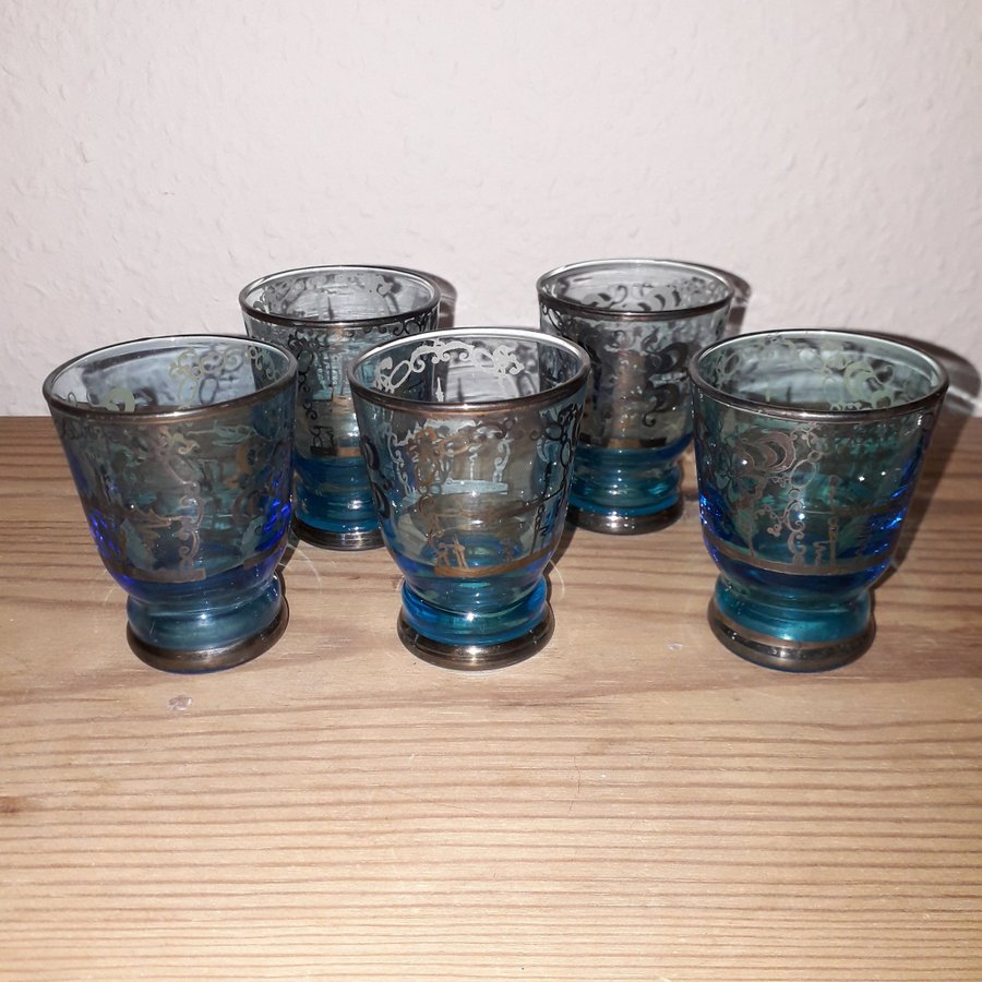 Glas snapsglas starkvin från Venedig gondol St Markusplatsen 5 st