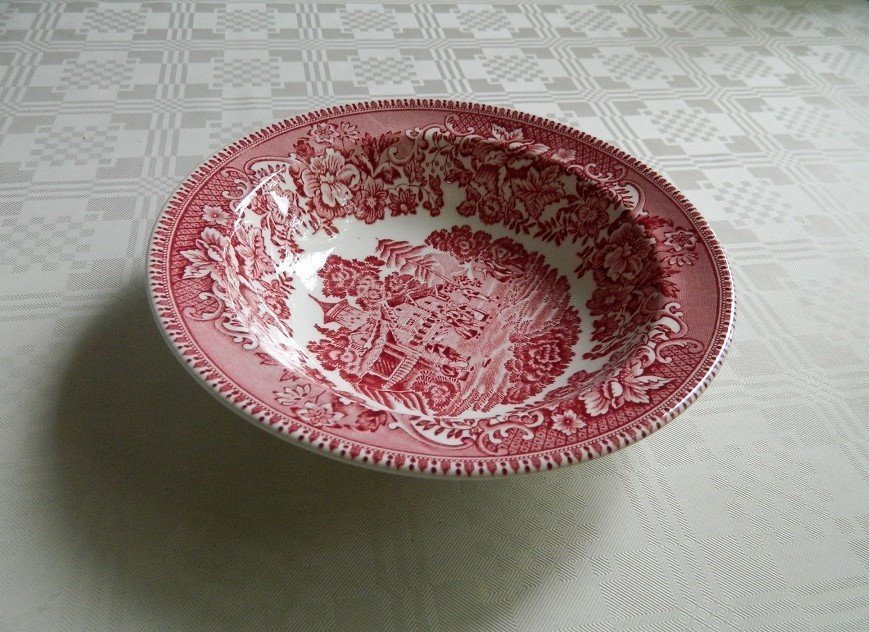 Dessertskål skål tallrik röd AVON COTTAGE Enoch Wedgwood England