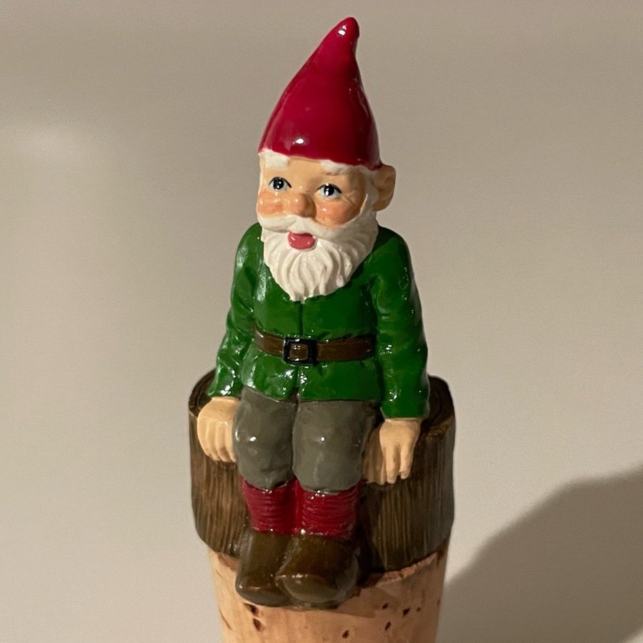 Vinkork flaskkork med tomte gnome för jul och advent