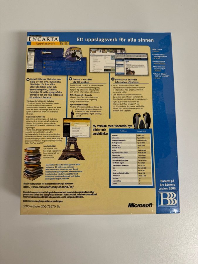 Microsoft Encarta Uppslagsverk 2001 PC Big Box Inplastad!