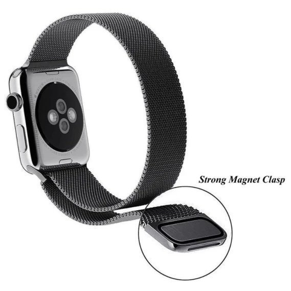 Svart Milanese loop 42/44/45 - Apple Watch Armband