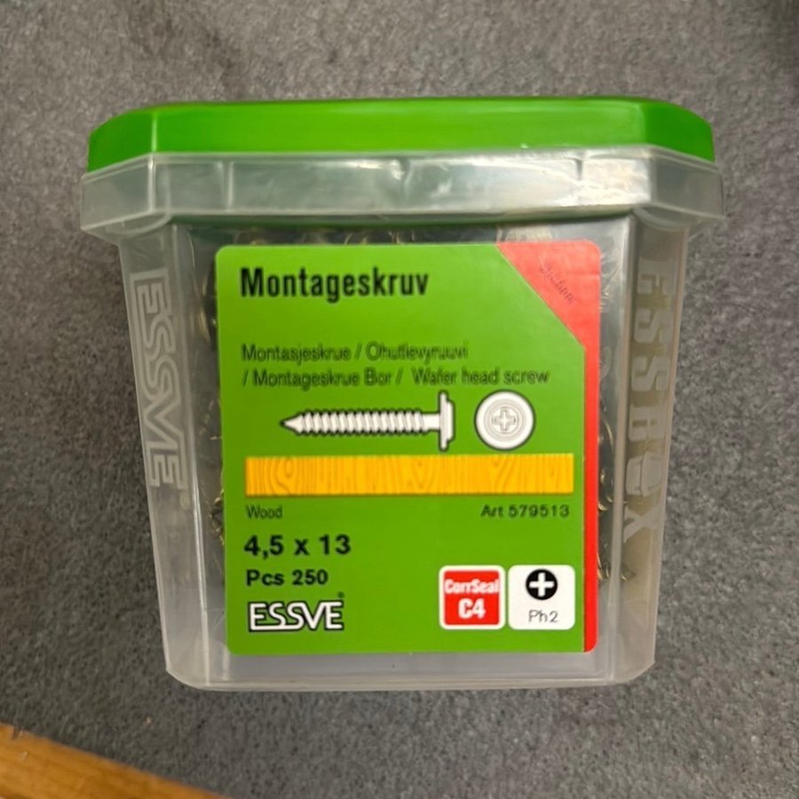 Essve Montageskruv 4,5 x 13 mm, 250 st Guldiga