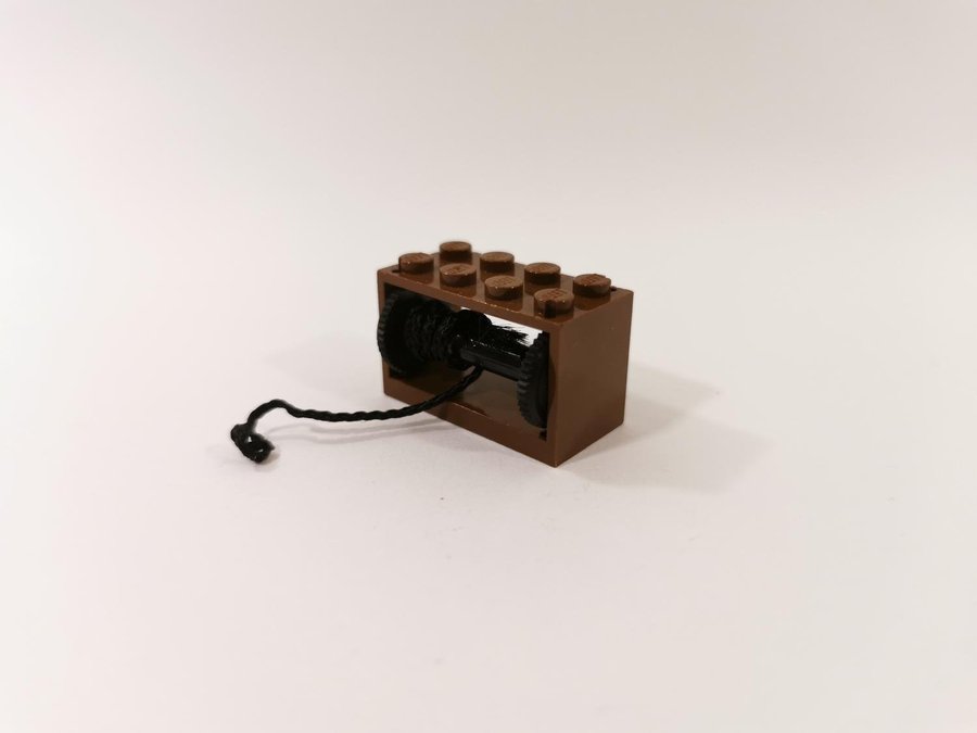 Lego - pirates - string reel - part 4209 - med snöre - brun (Old brown)