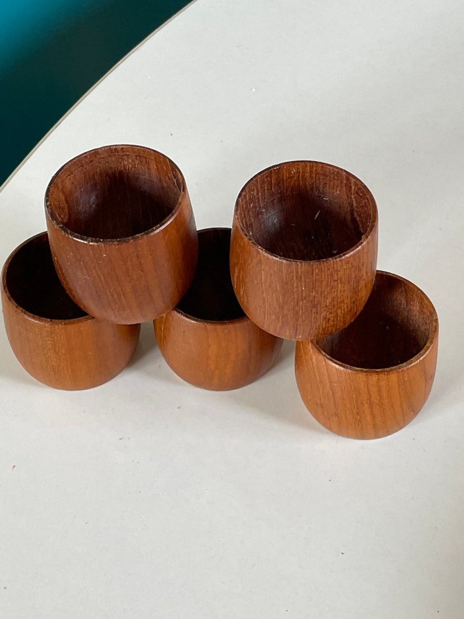 5 X Äggkoppar Teak retro