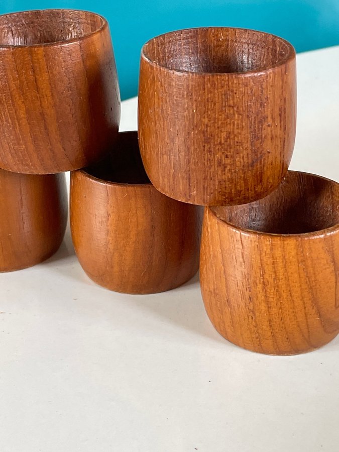 5 X Äggkoppar Teak retro