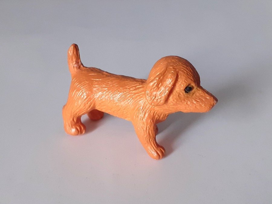 Söt Mini Hund Brun / Orange i plast till lantgård Djur Leksaksdjur Miniatyr