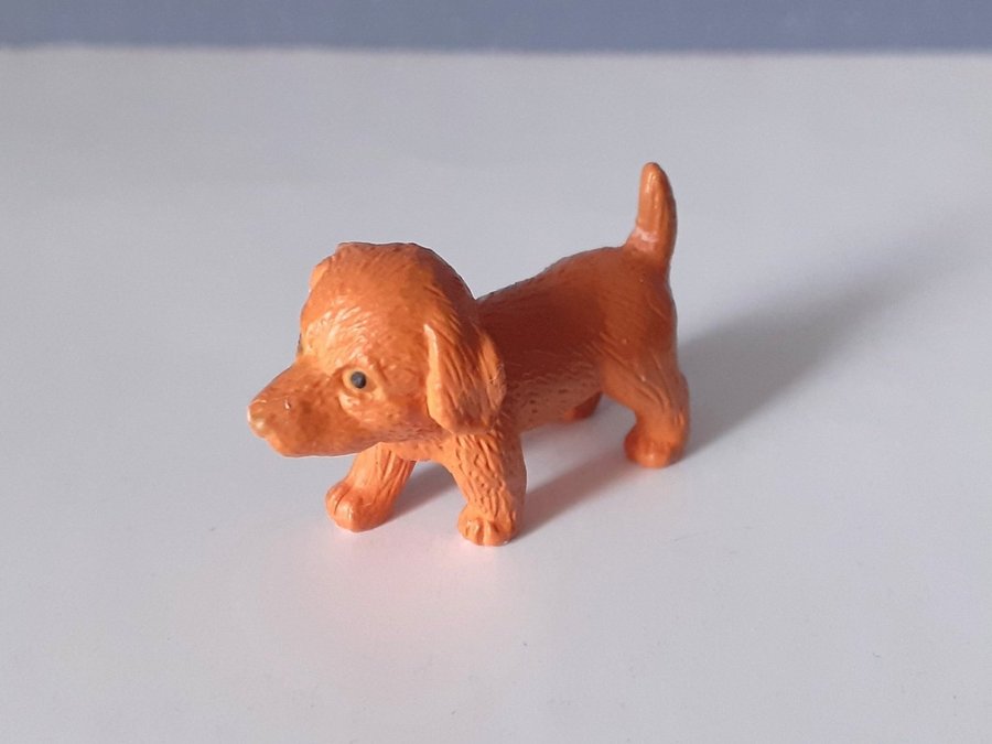 Söt Mini Hund Brun / Orange i plast till lantgård Djur Leksaksdjur Miniatyr