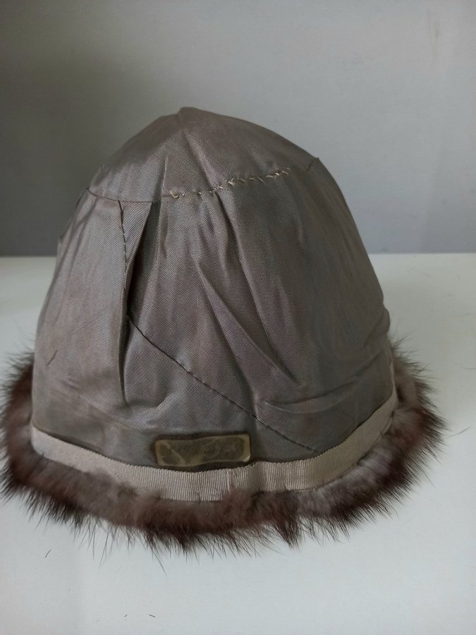 Vintage brun äkta mink pälsmössa päls mössa hatt