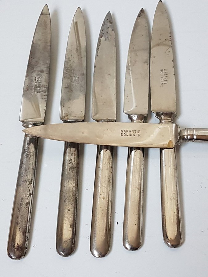 Sällsynt ART DECO vintage knivställ med 6 st småknivar för ost och frukt
