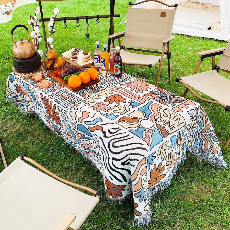 INS Bohemian outdoor tent carpet sofa dustproof blanket tapestry130*160cm