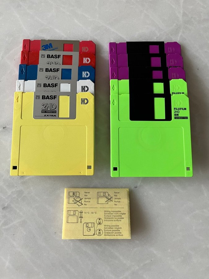 10st Blandade Färgglada MF-2HD/144mb Disketter