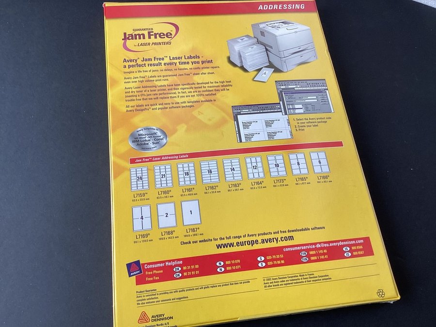 Etiketter A4 Laser/Bläckstråle (Nytt Avery L7162)