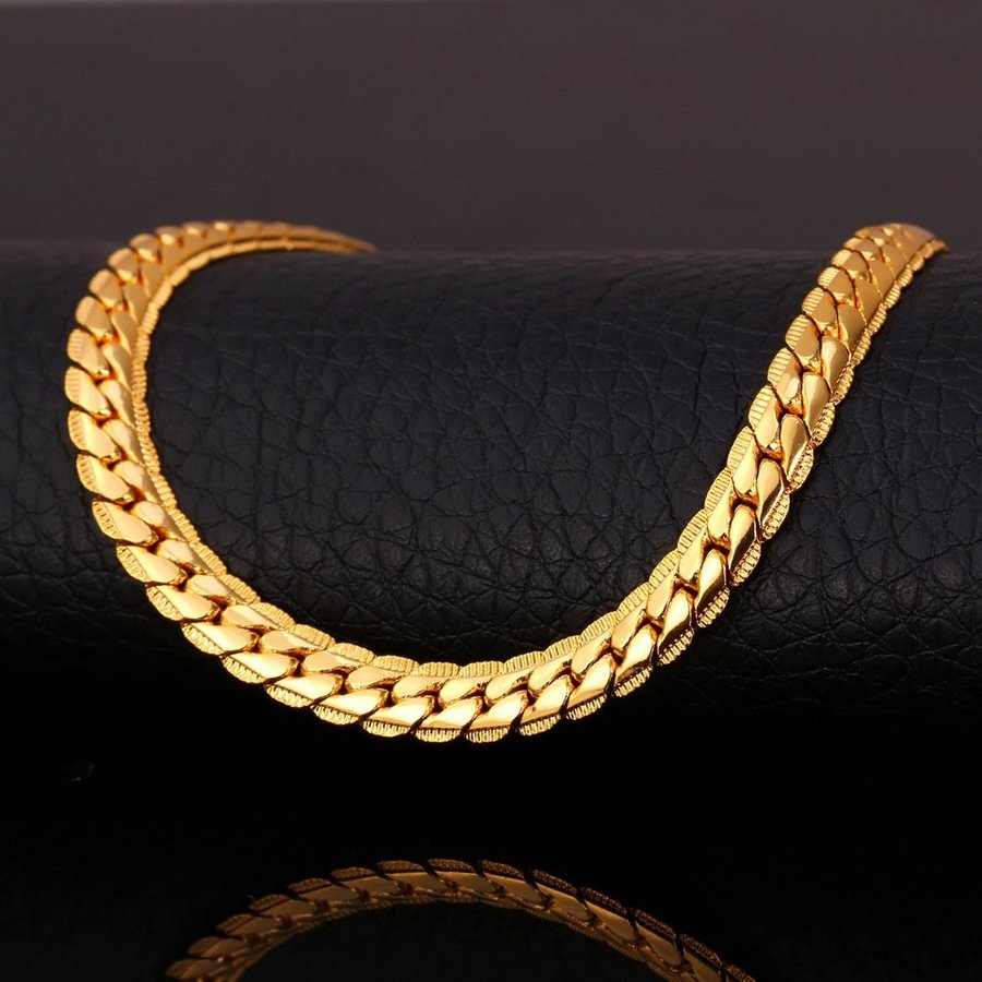 50cm 20cm Set 18k stämpel guld armband  halskedja länk pläterad armring pansar