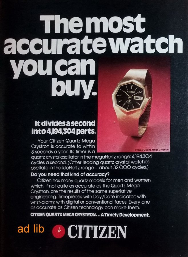 CITIZEN - THE MOST ACCURATE WATCH REKLAM TIDNINGSANNONS 1976