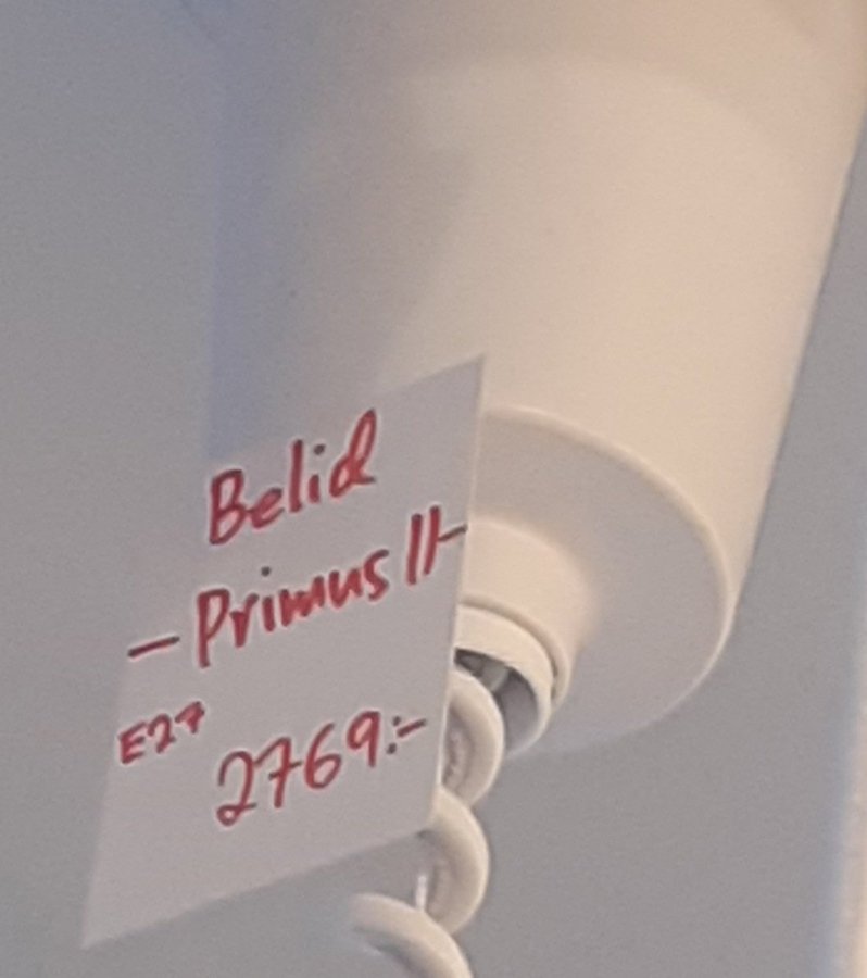 Vit Primus II pendel Ø43 cm Belid med lågenergy lampa och hiss