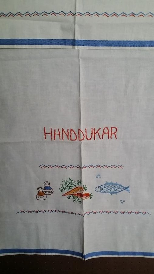 Paradhandduk Handbroderad 50-tal Bredd 595 cm/Längd 80 cm