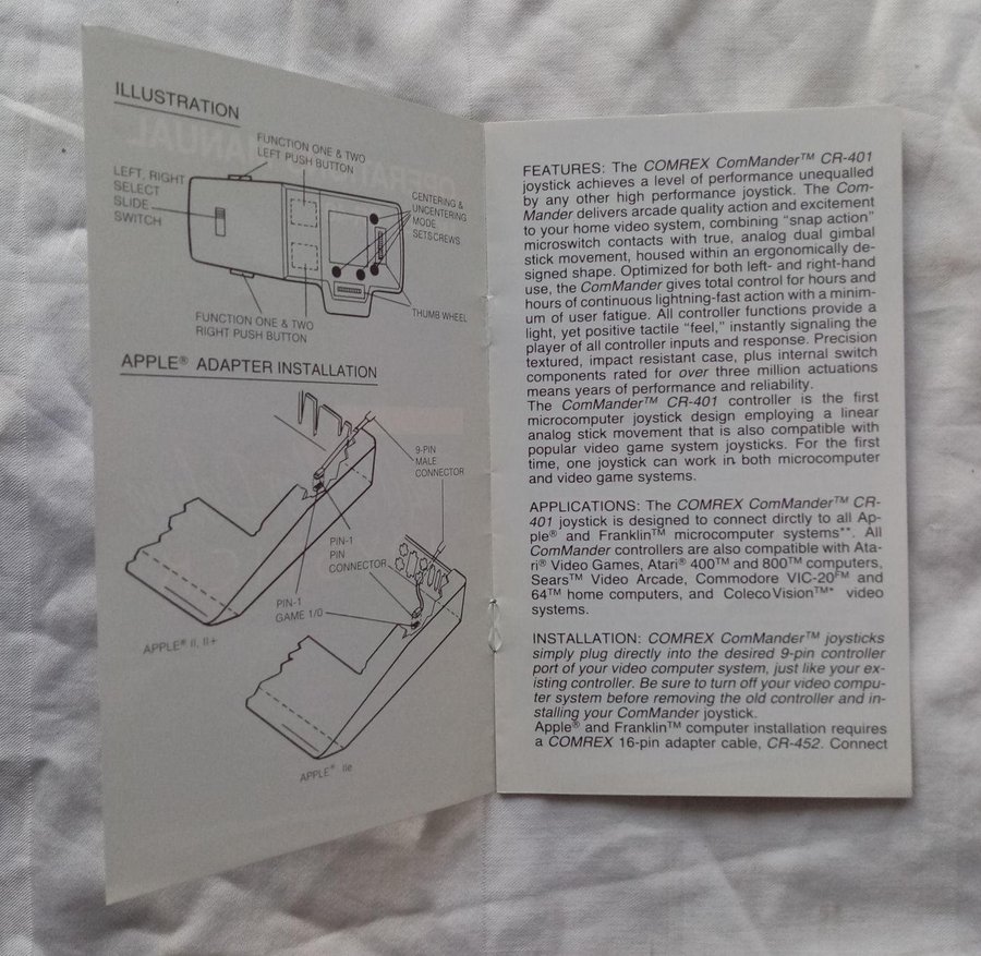 Commander Deluxe Joystick (Comrex) - Operations Manual Model CR-401 Commodore64