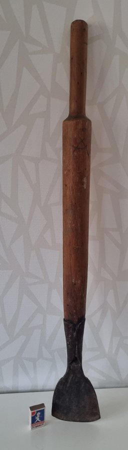 Antik "barkspade" använd vid skogsbruk på 1800-talet - bomärkt - ovanlig - 90cm