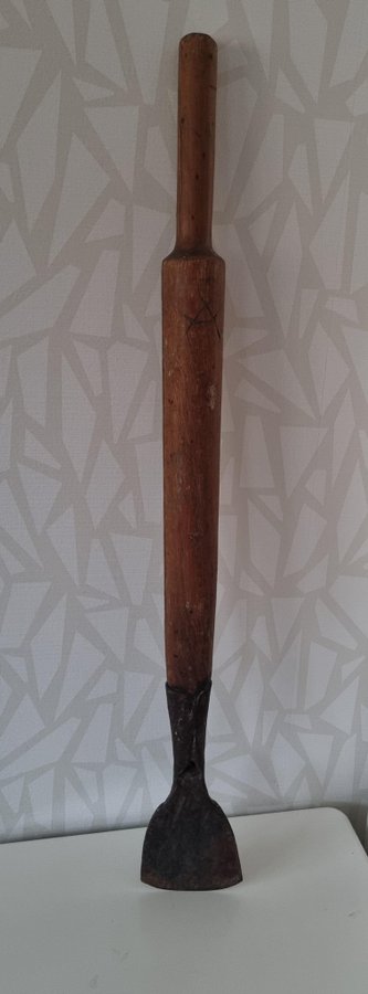 Antik "barkspade" använd vid skogsbruk på 1800-talet - bomärkt - ovanlig - 90cm