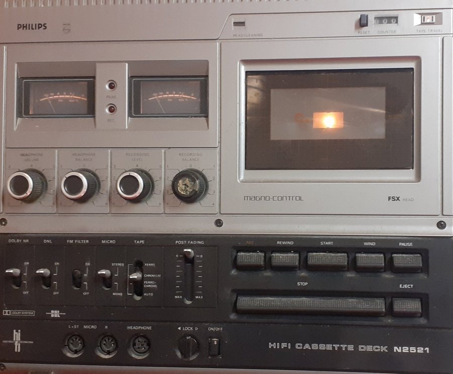 Stereo Dolby n2521 philips 70 talet vintage hi fi compact cassette deck