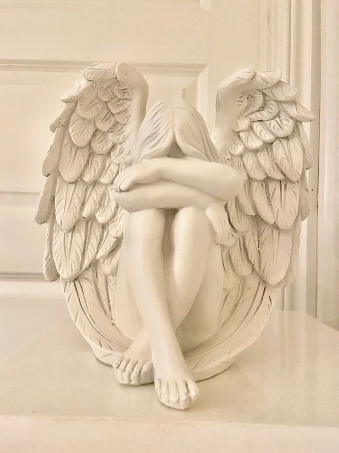 Agora Design Eden Ängel 23x23cm Polystone Ledsen Sorgsen Angel Shabby Chic