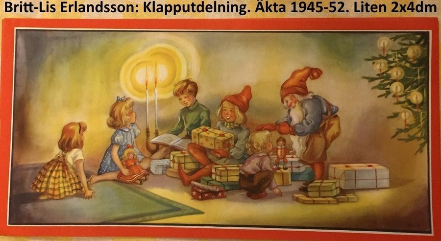 Britt-Lis: Klapputdelning Äkta 1940-tal Liten pappersbonad Julbonad 20x40cm