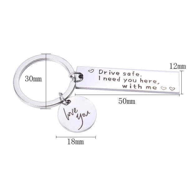 Key ring "Drive safe" stainless steel Silver