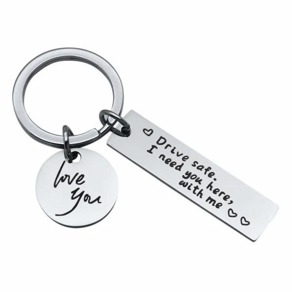 Key ring "Drive safe" stainless steel Silver