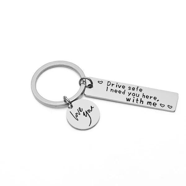 Key ring "Drive safe" stainless steel Silver