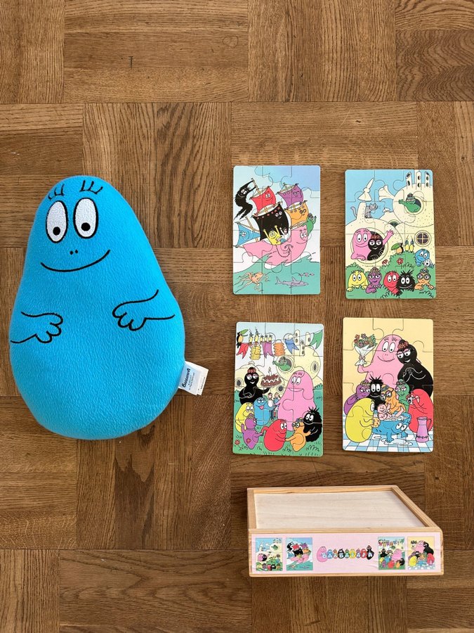 Barbapapa - Barbaflink figur - kudde  4 st Barbapapa pussel 12 bitar i varje