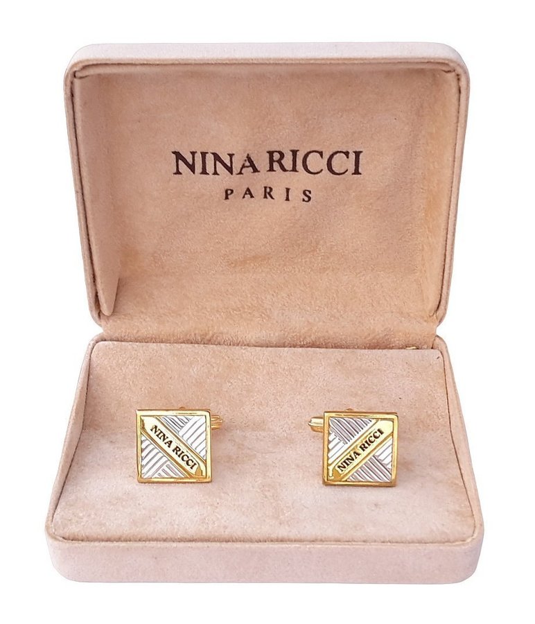 2 Pairs Of Nina Ricci Cufflinks Vintage 80s Gold  Silver + One Box