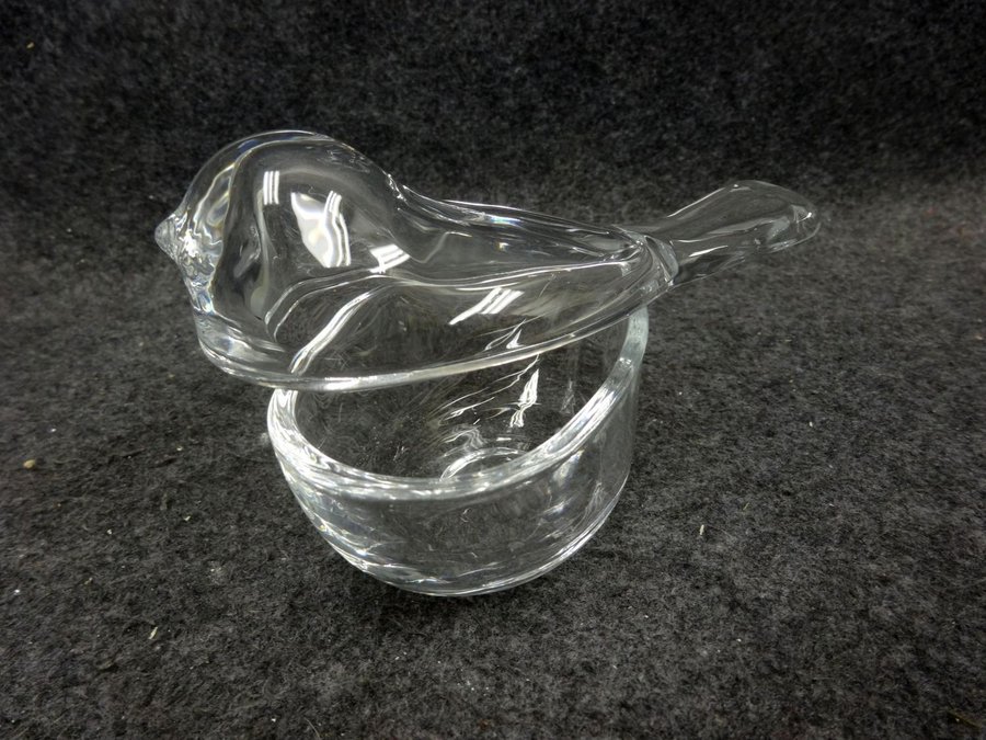 Glasskål med lock i fågel form L-12 cm