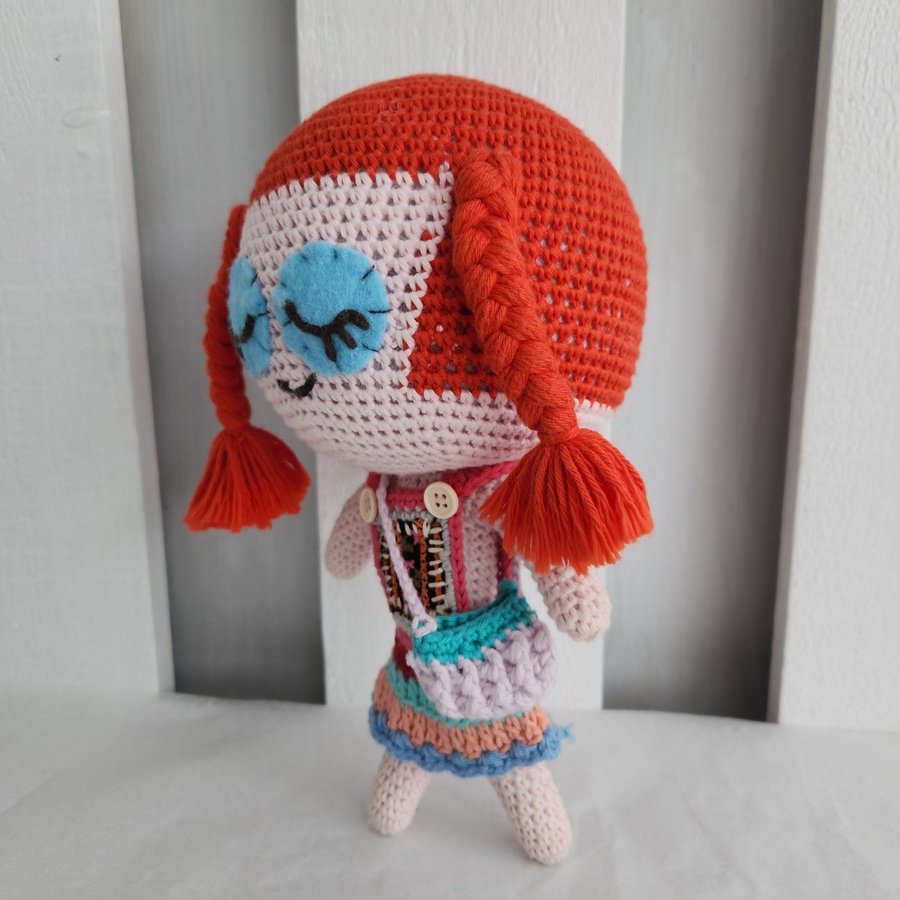 Crochet Doll in Dress with Purse Handmade Design