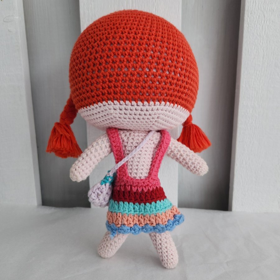 Crochet Doll in Dress with Purse Handmade Design