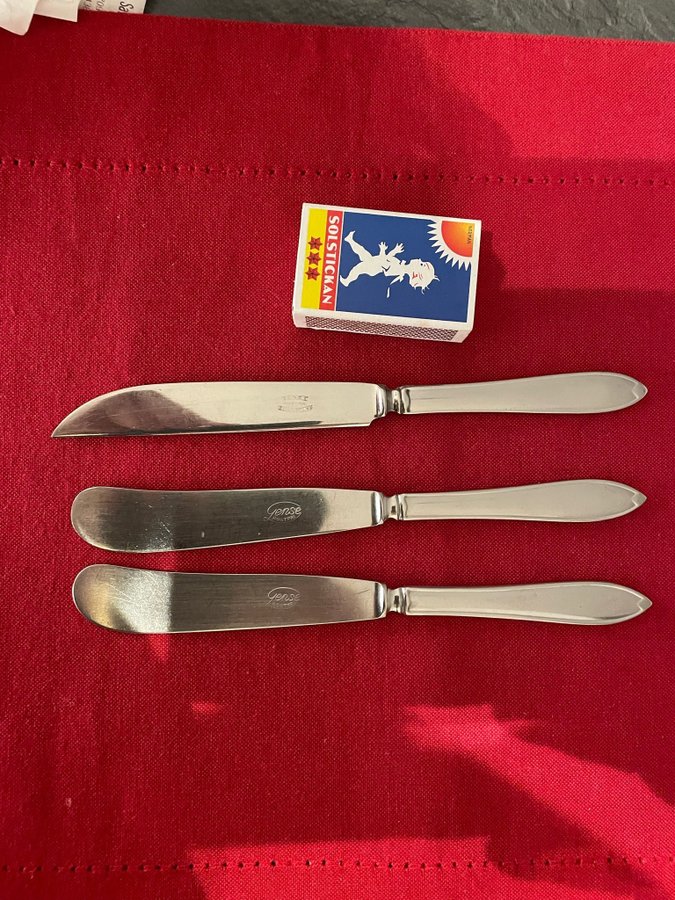 GENSE BESTICK SMÖRKNIVAR  OSTKNIV ROSTFRITT STÅL -SVENSK SPETSIG Retro