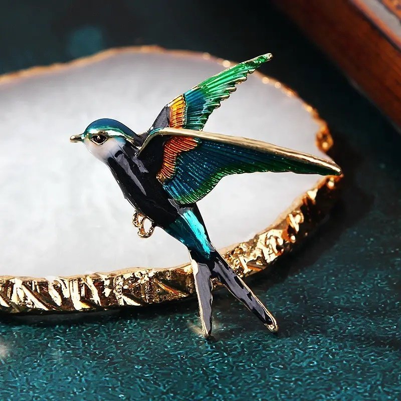 Elegant brosch fågel brooch pin Hussvala svala svalor bird natur trädgård fåglar