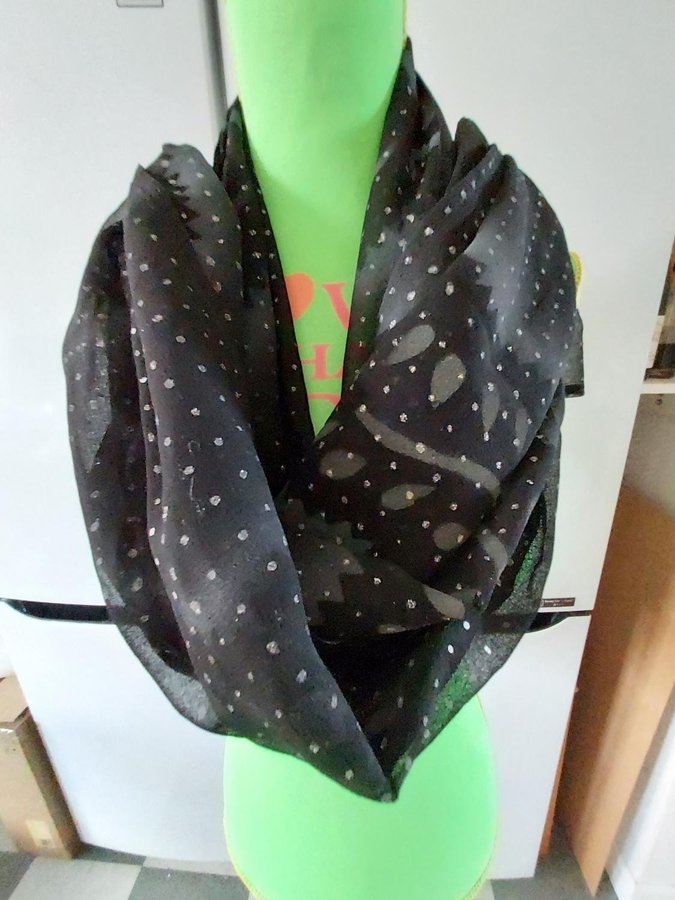 sjal scarf SVART chiffon 72x200 cm !