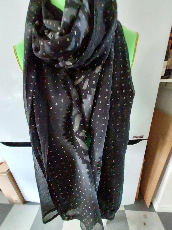 sjal scarf SVART chiffon 72x200 cm !