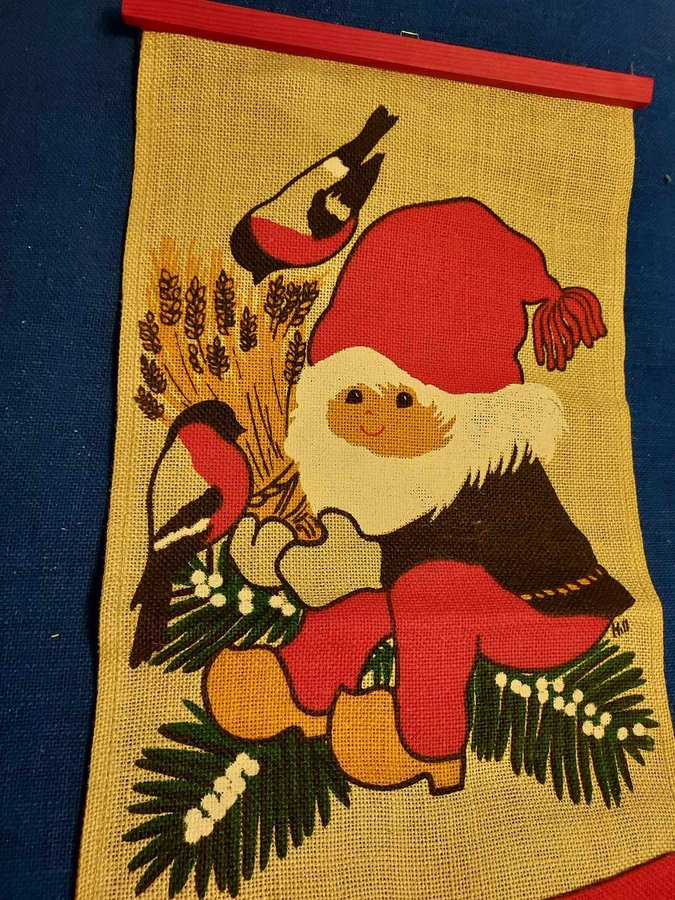 Vepa med Tomte för Julkort 70-tal 24x55 cm !