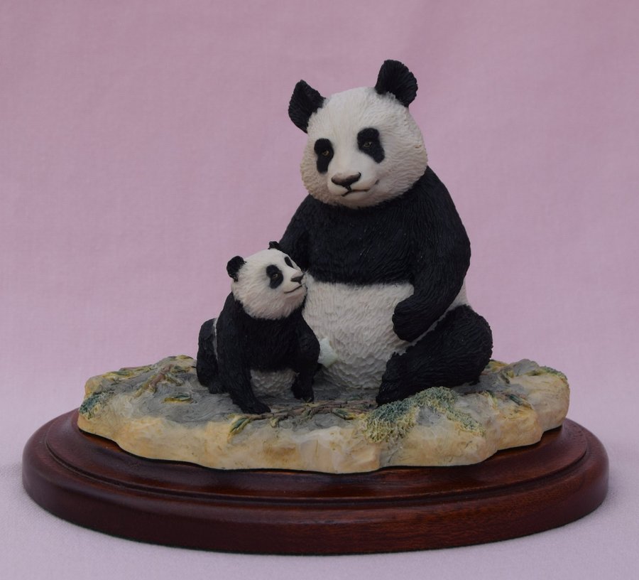 PANDA med UNGE WWF Border Fine Arts Skottland 1990 i originalbox