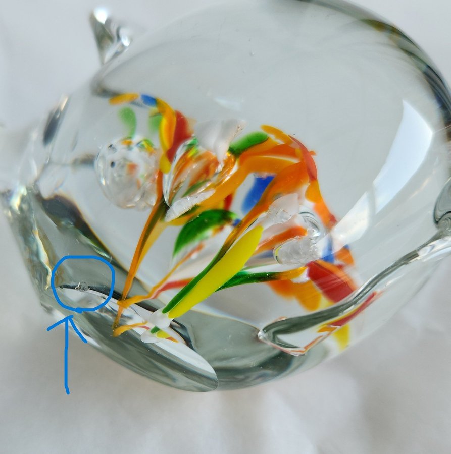Multicolored Glass Paperweight Long Snout Pig Art Deco Art Glass