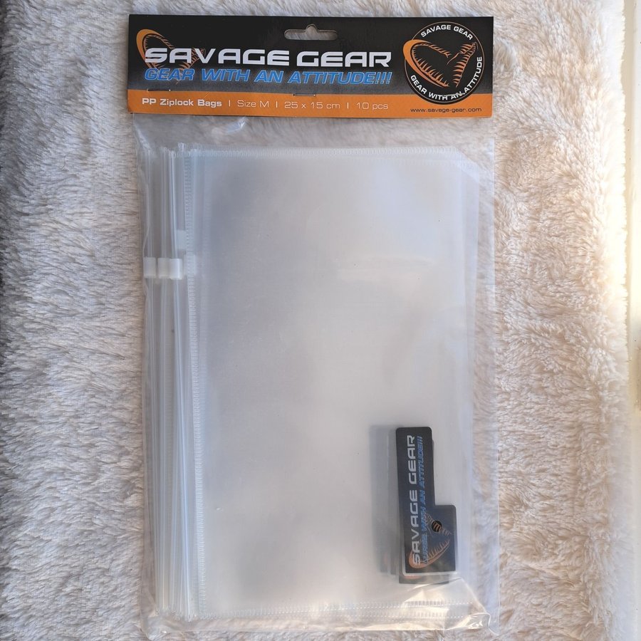 10x Savage Gear PP Zip Lock Bags Storlek M 25x15cm