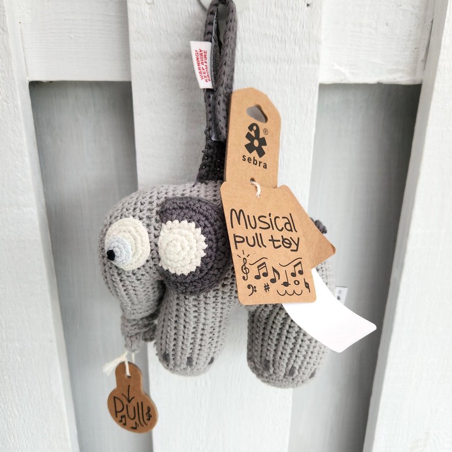 Sebra Handmade Crochet Music Toy "Fanto the Elephant"