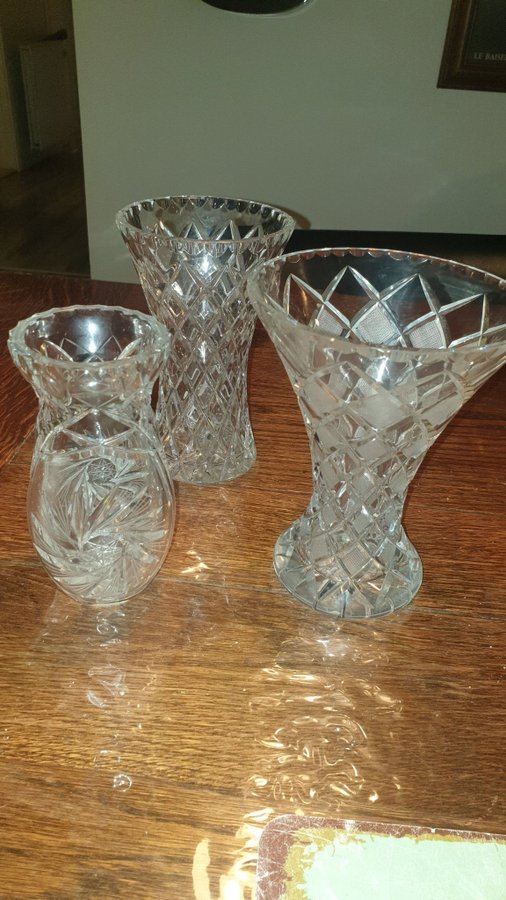 3 stk ægte krystal vaser