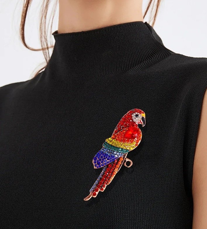 Stor elegant exotisk brosch papegoja fågel brooch regnbåge pin djungel parrot