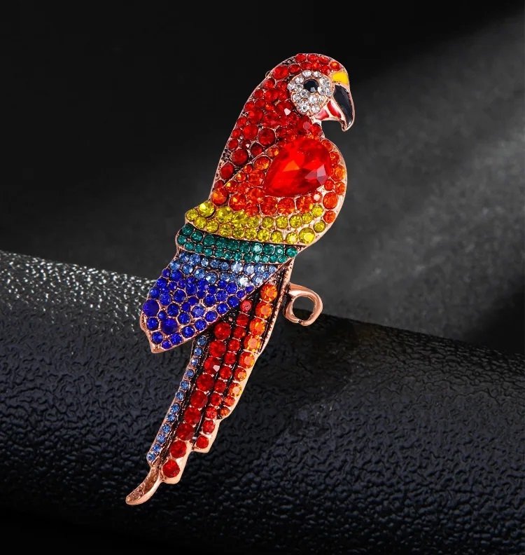 Stor elegant exotisk brosch papegoja fågel brooch regnbåge pin djungel parrot