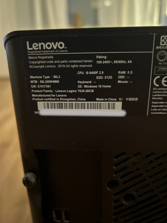 Lenovo Legion T530/ i5 9gen / 8GB / 156"/ 512GB SSD /speldator